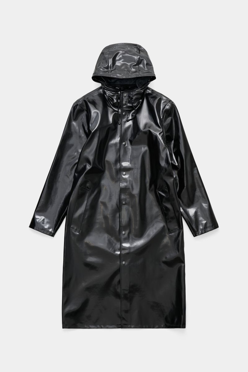 stutterheim Stockholm Long Opal Raincoat Black