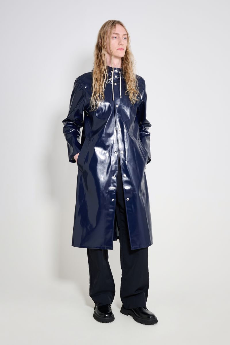 Stutterheim Stockholm Long Opal Raincoat Navy
