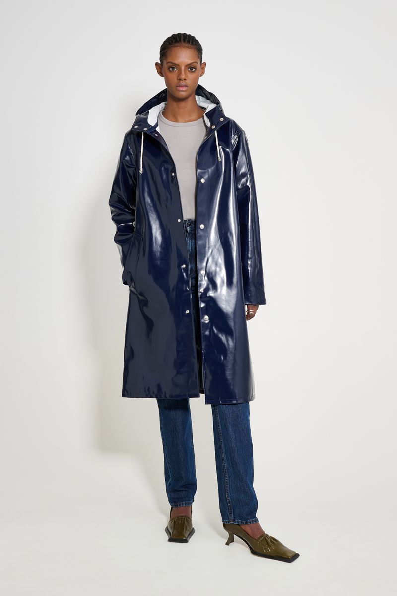 Stutterheim Stockholm Long Opal Raincoat Navy