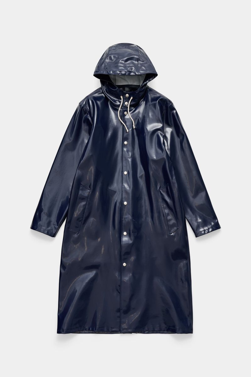 stutterheim Stockholm Long Opal Raincoat Navy