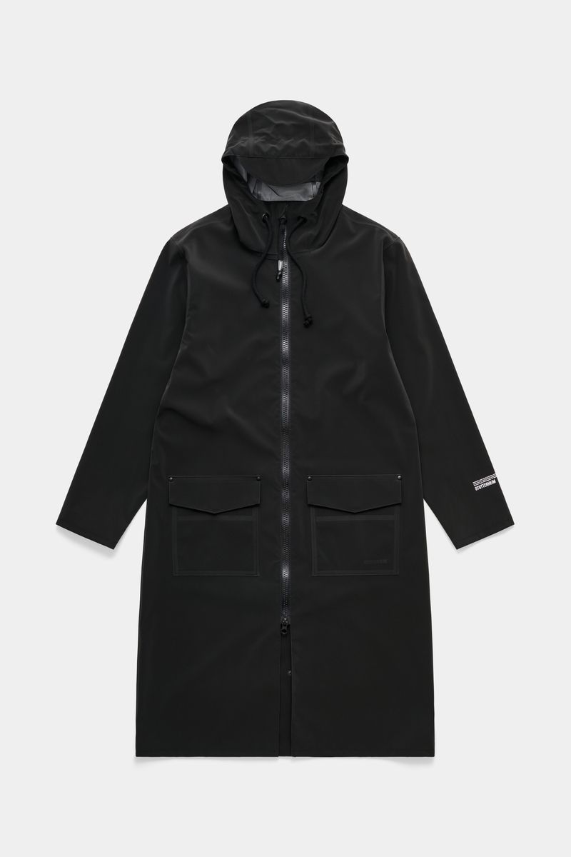 stutterheim Stockholm Long Patch Raincoat Black