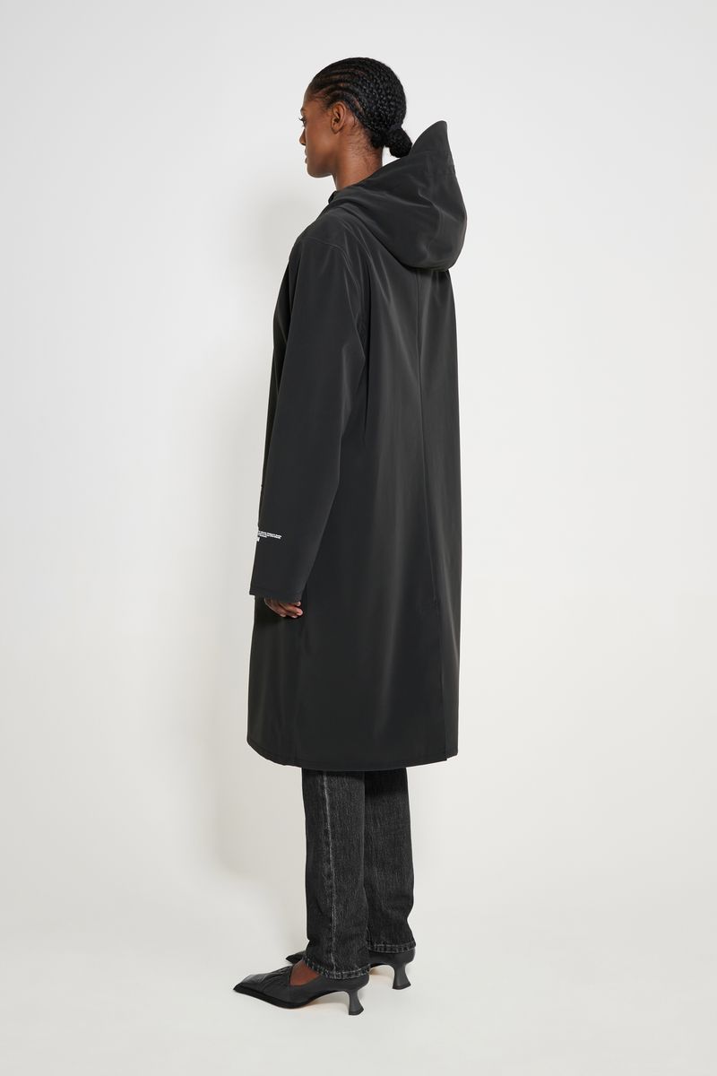 Stutterheim Stockholm Long Patch Raincoat Black