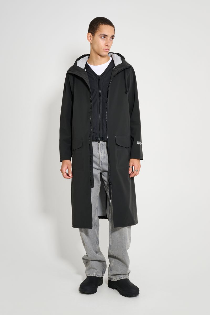 Stutterheim Stockholm Long Patch Raincoat Black