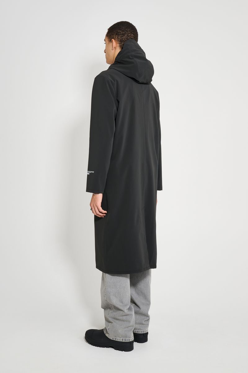 Stutterheim Stockholm Long Patch Raincoat Black