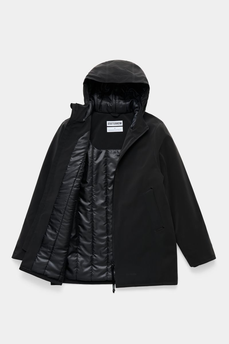 stutterheim Stockholm Matte Winter Coat Black