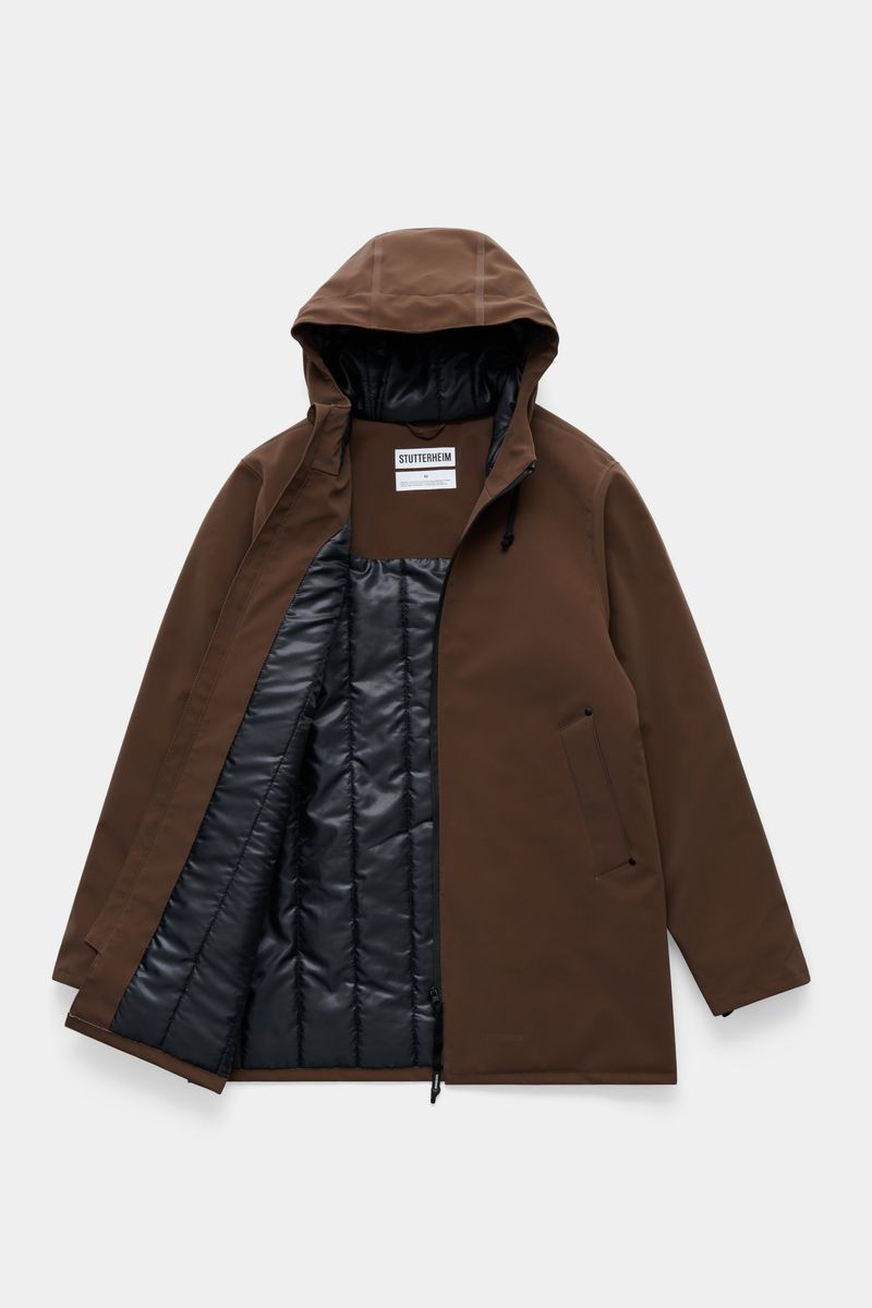 stutterheim Stockholm Matte Winter Coat Dark Brown
