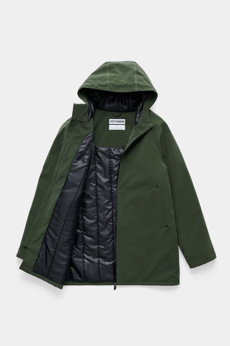 stutterheim Stockholm Matte Winter Coat Green