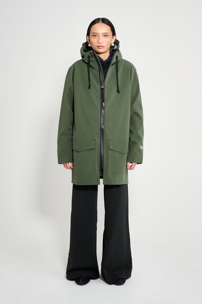 Stutterheim Stockholm Patch Raincoat Green