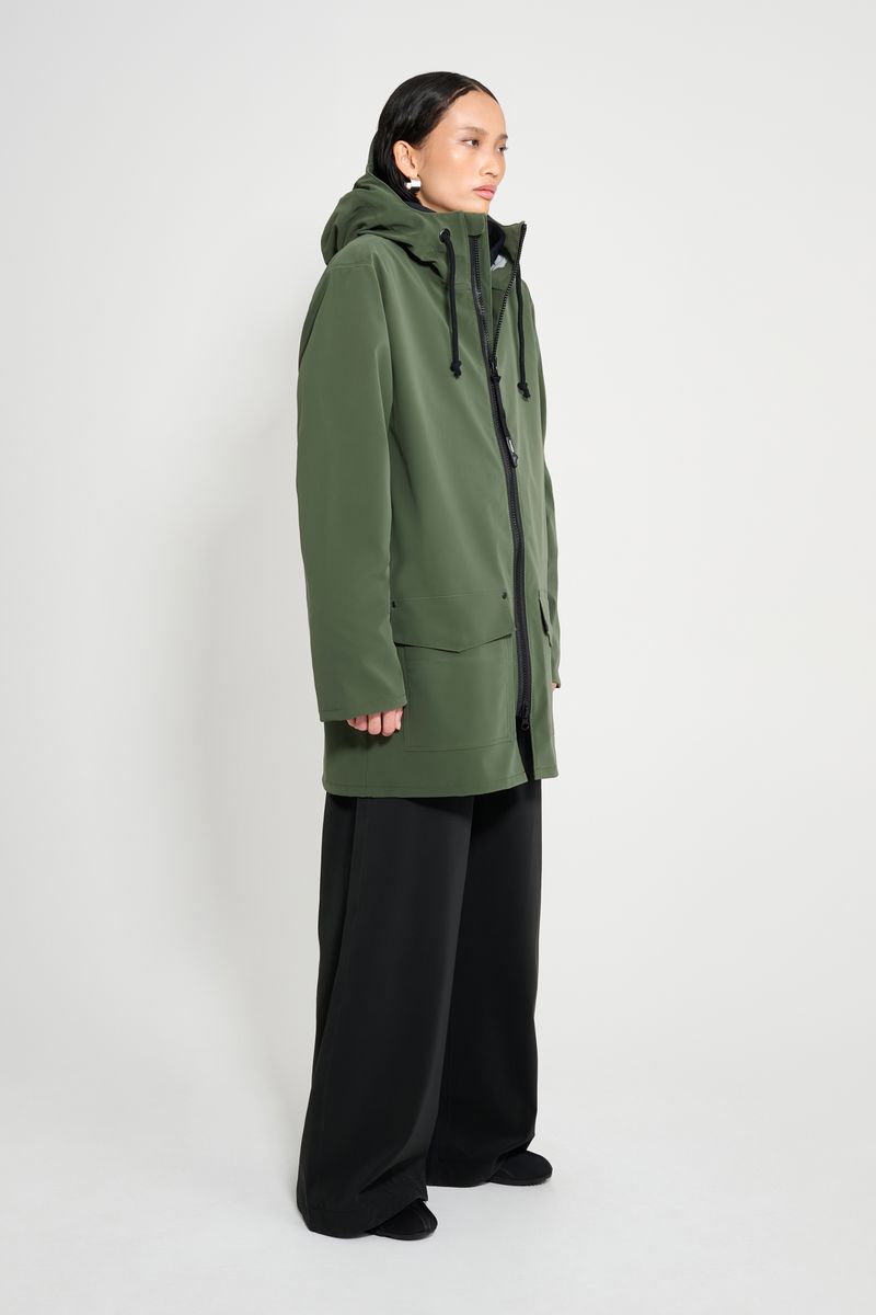 Stutterheim Stockholm Patch Raincoat Green