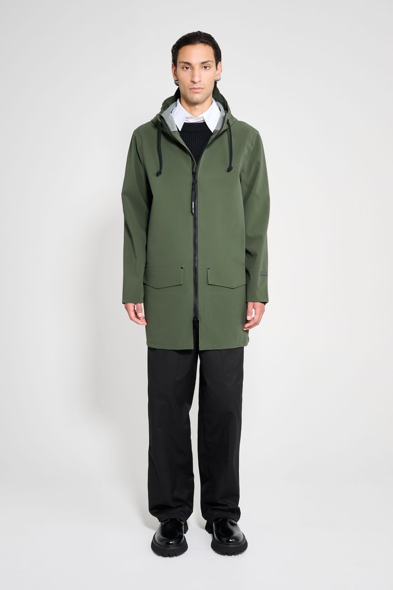 Stutterheim Stockholm Patch Raincoat Green