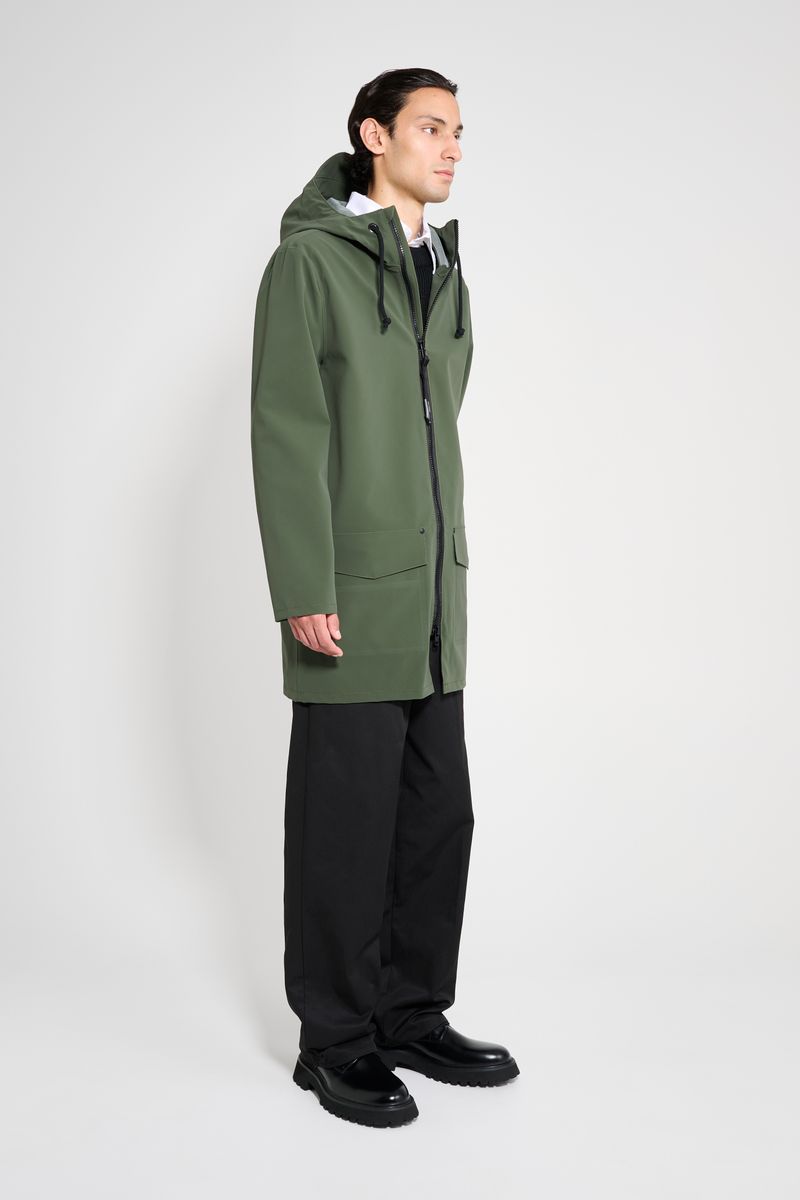 Stutterheim Stockholm Patch Raincoat Green