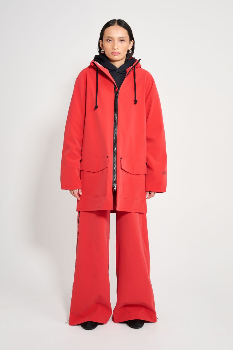 Stutterheim Stockholm Patch Raincoat Washed Red