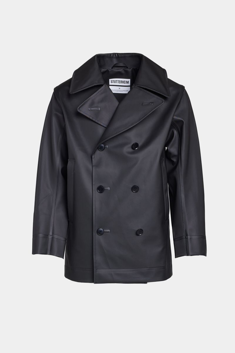 stutterheim Tranholmen Double Breasted Raincoat Black