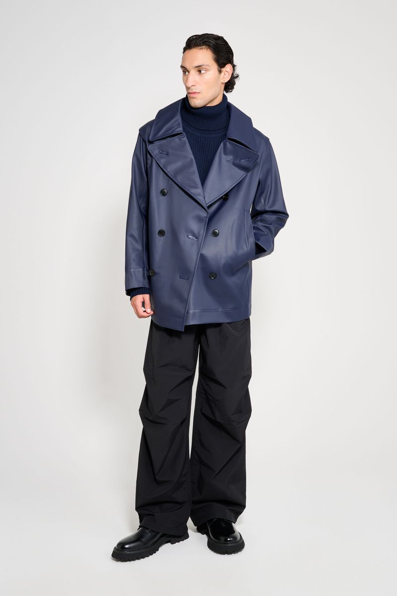 Stutterheim Tranholmen Double Breasted Raincoat Navy