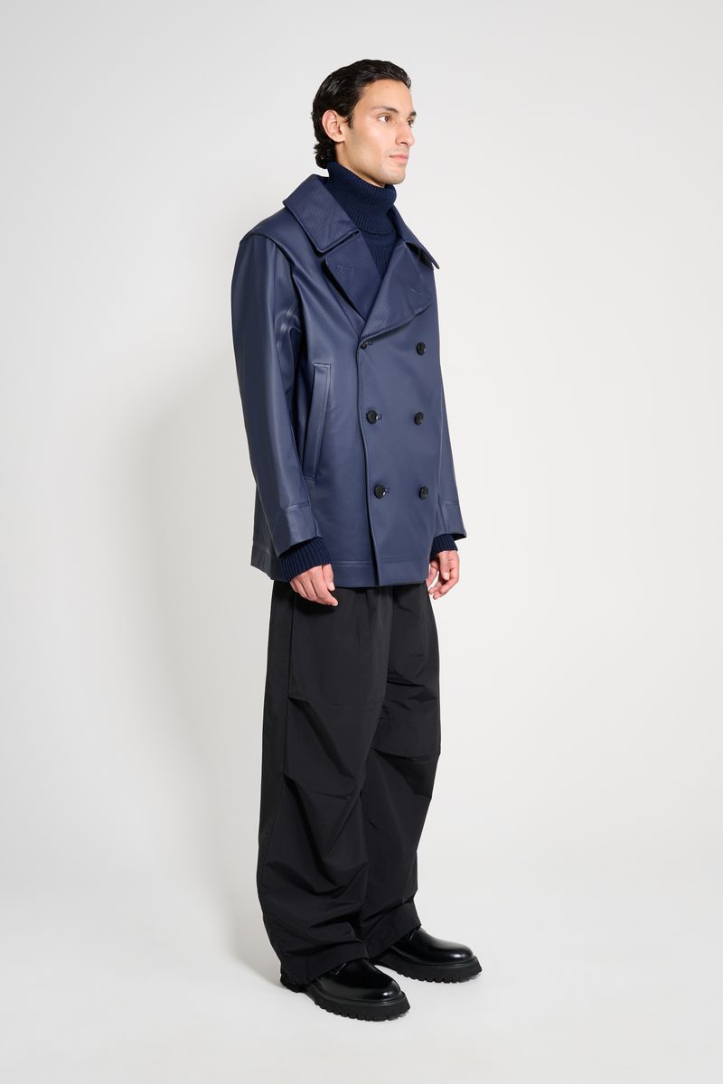Stutterheim Tranholmen Double Breasted Raincoat Navy