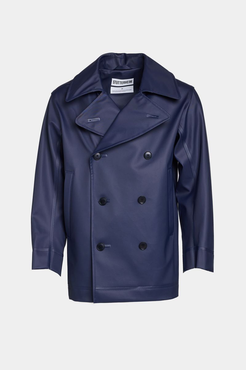 stutterheim Tranholmen Double Breasted Raincoat Navy