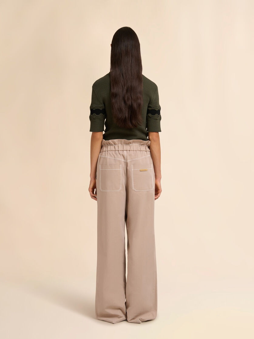Stutterheim X Marni Beige Gabardine Pants With Paperbag Waist
