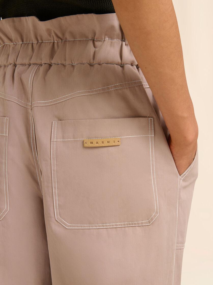 Stutterheim X Marni Beige Gabardine Pants With Paperbag Waist