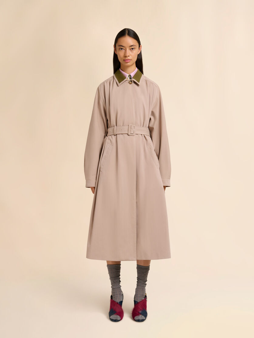 Stutterheim X Marni Beige Gabardine Trench Coat With Contrast Collar