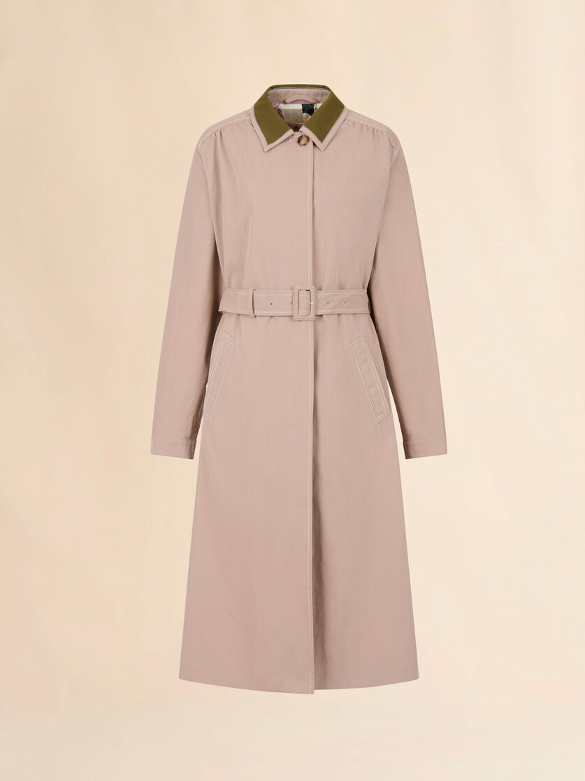 stutterheim x marni Beige gabardine trench coat with contrast collar