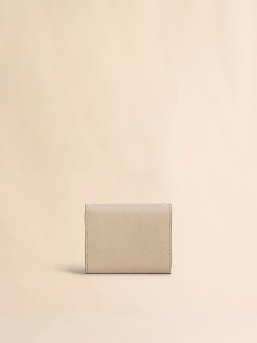 Stutterheim X Marni Beige Leather Trifold Wallet With Marni Symbol Logo