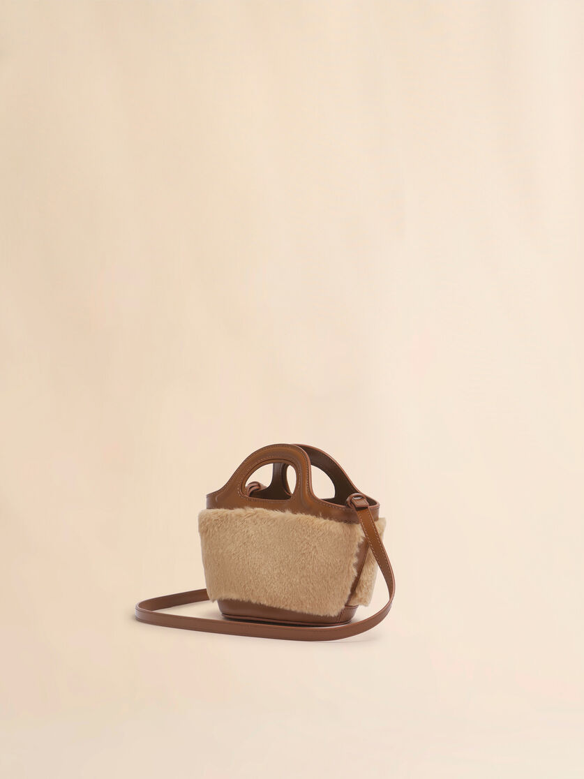 Stutterheim X Marni Beige Tropicalia Micro Bag With Fur Trim