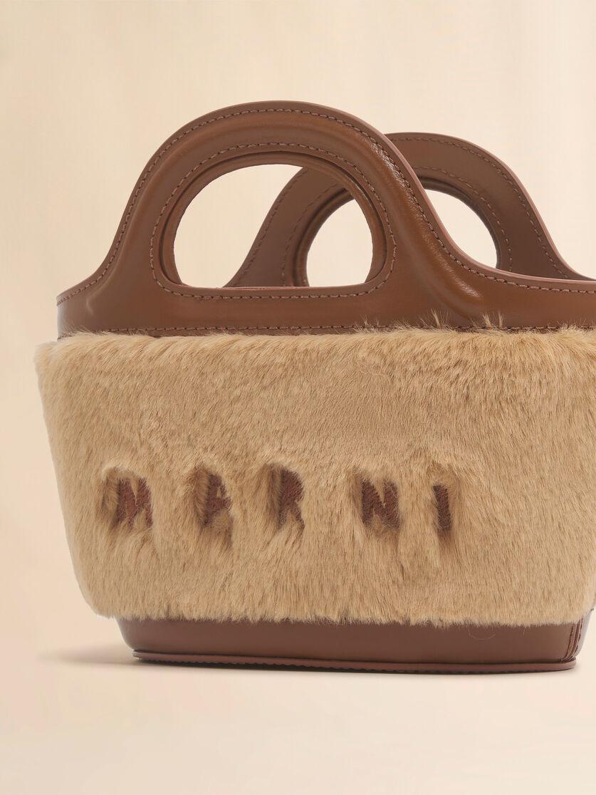 Stutterheim X Marni Beige Tropicalia Micro Bag With Fur Trim