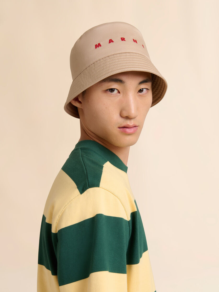 Stutterheim X Marni Beige Water-repellent Gabardine Bucket Hat With Embroidered Logo