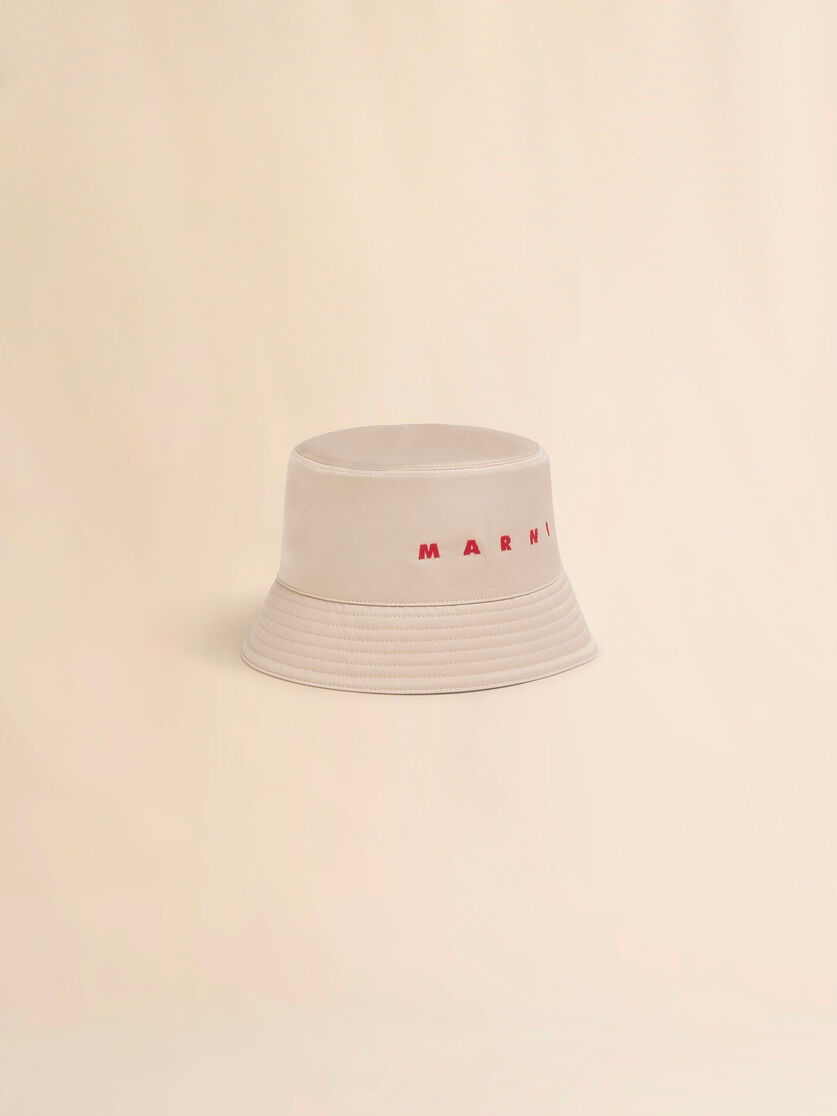 stutterheim x marni Beige water-repellent gabardine bucket hat with embroidered logo