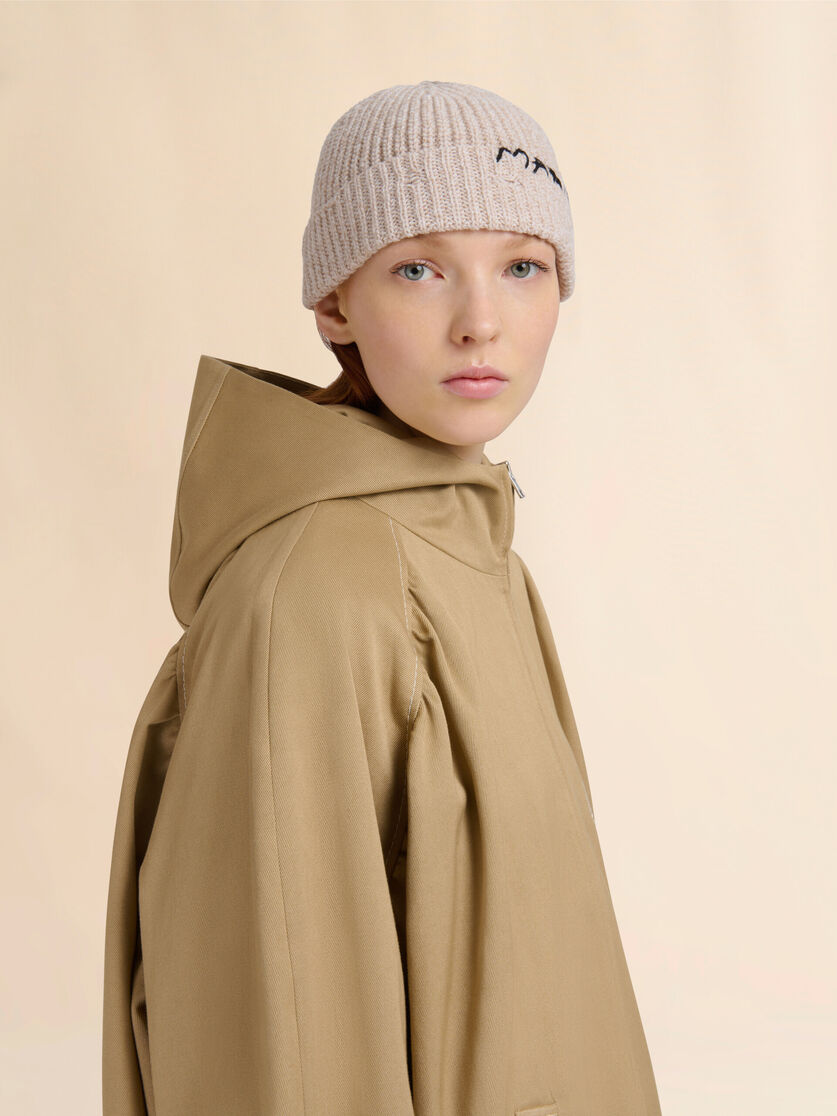 Stutterheim X Marni Beige Wool Beanie With Marni Mending Embroidery