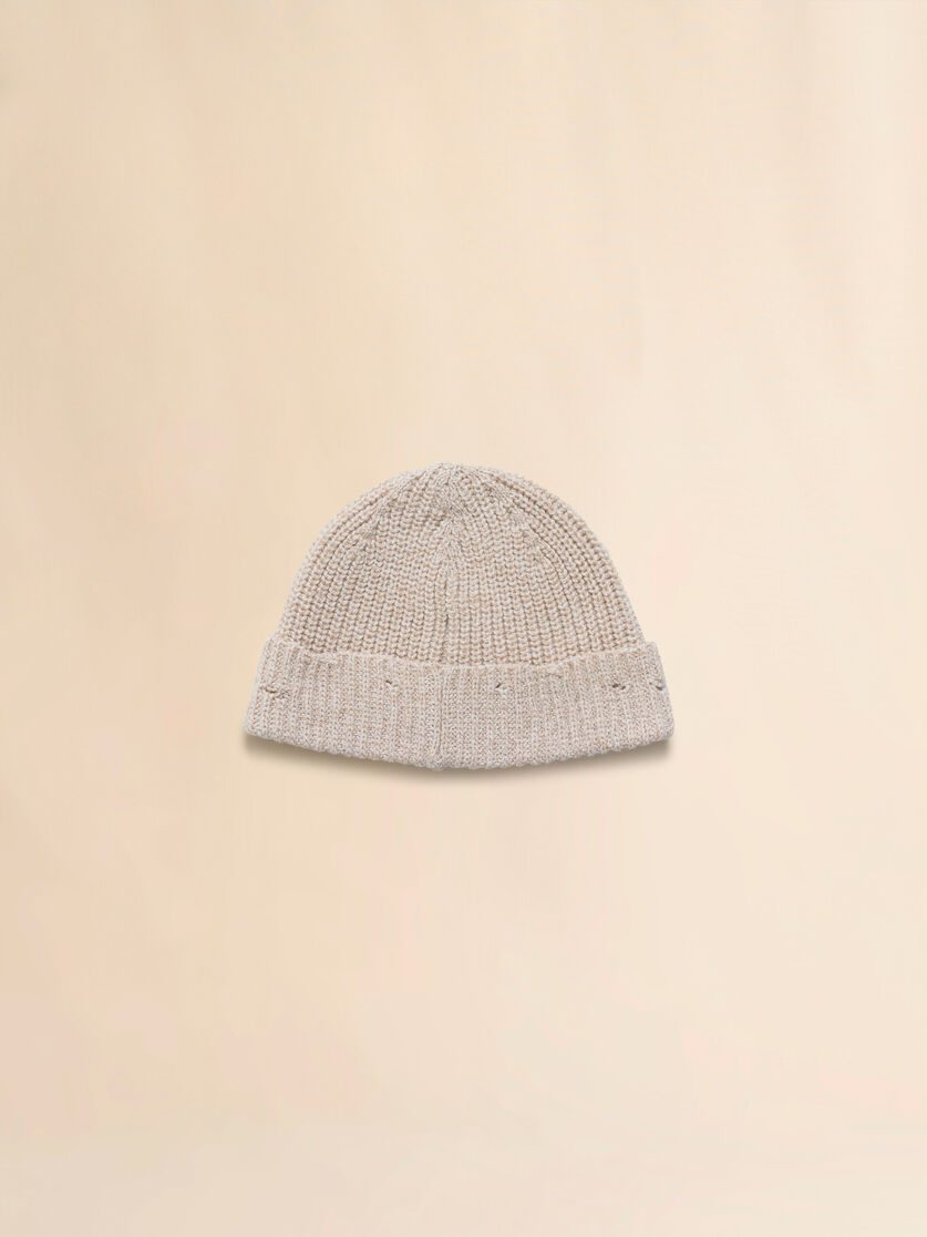 Stutterheim X Marni Beige Wool Beanie With Marni Mending Embroidery