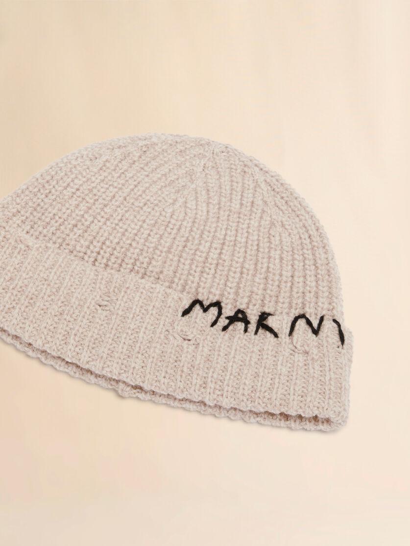 Stutterheim X Marni Beige Wool Beanie With Marni Mending Embroidery