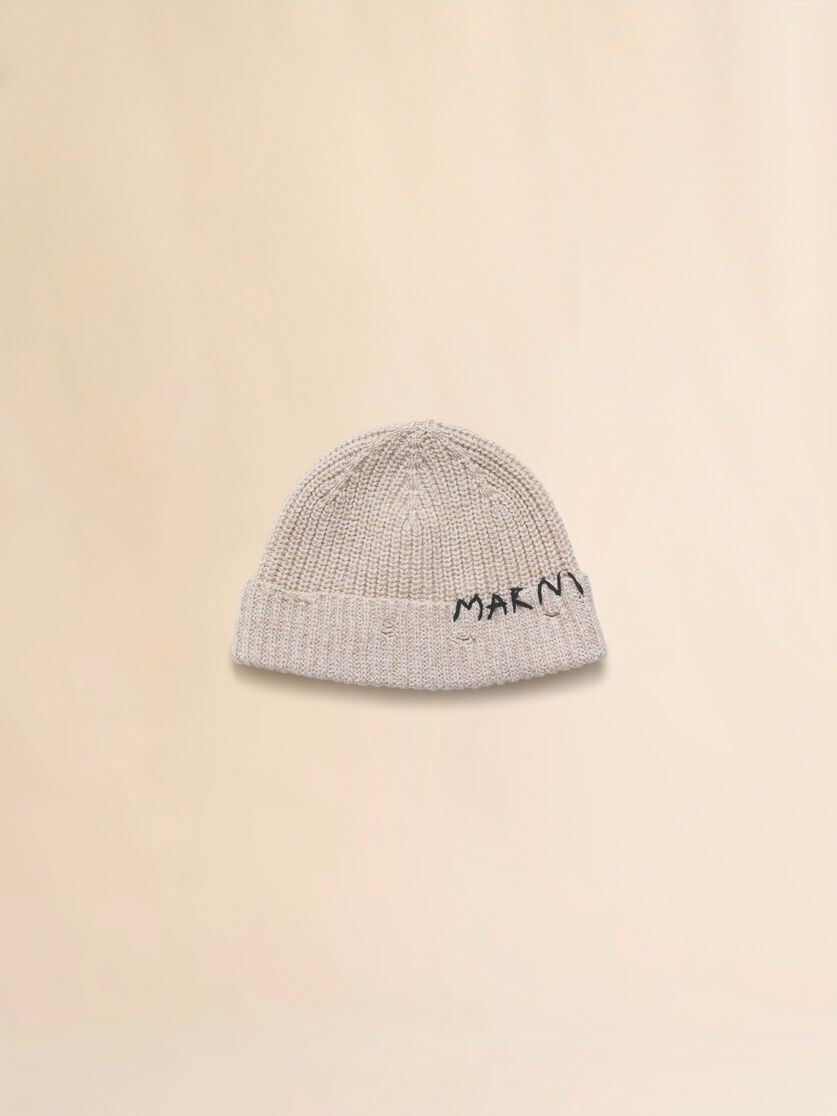 stutterheim x marni Beige wool beanie with Marni Mending embroidery