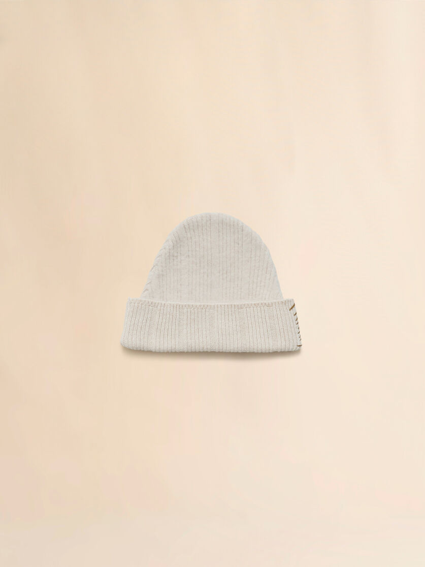 Stutterheim X Marni Beige Wool-cashmere Beanie With Marni Mending
