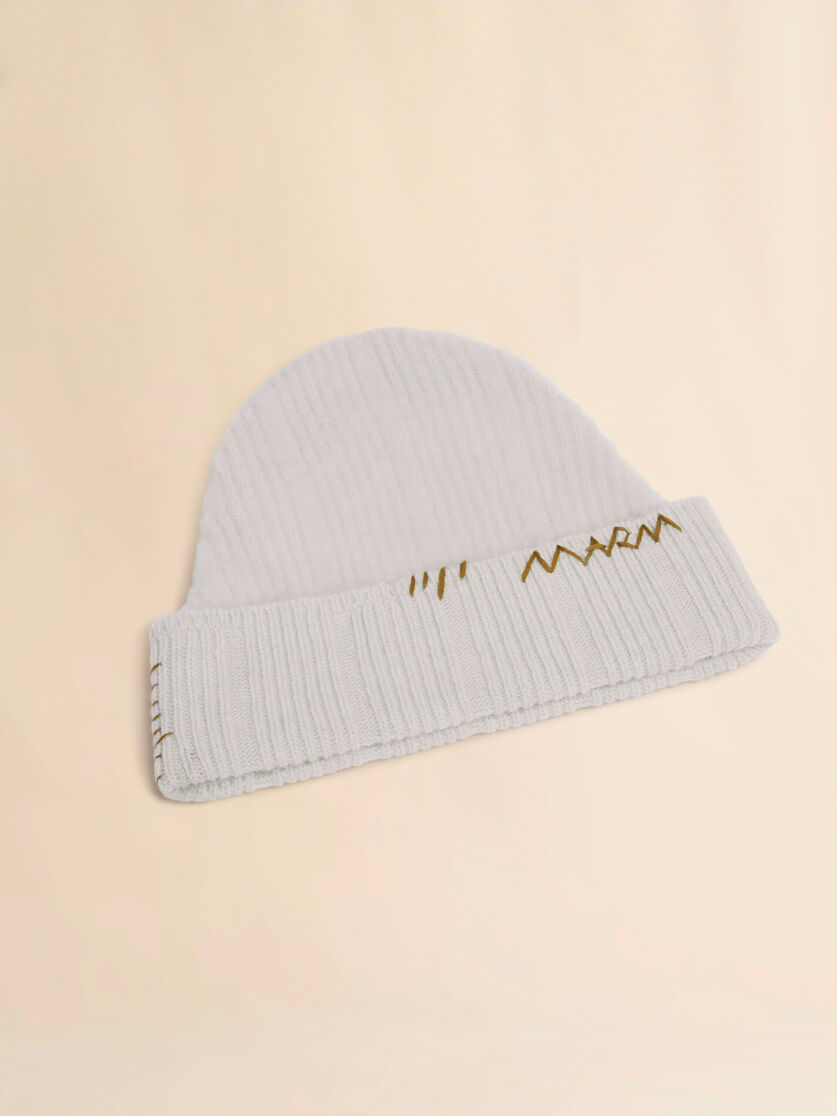 Stutterheim X Marni Beige Wool-cashmere Beanie With Marni Mending