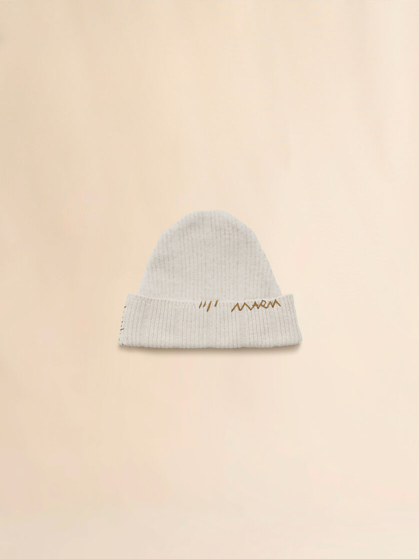 stutterheim x marni Beige wool-cashmere beanie with Marni Mending