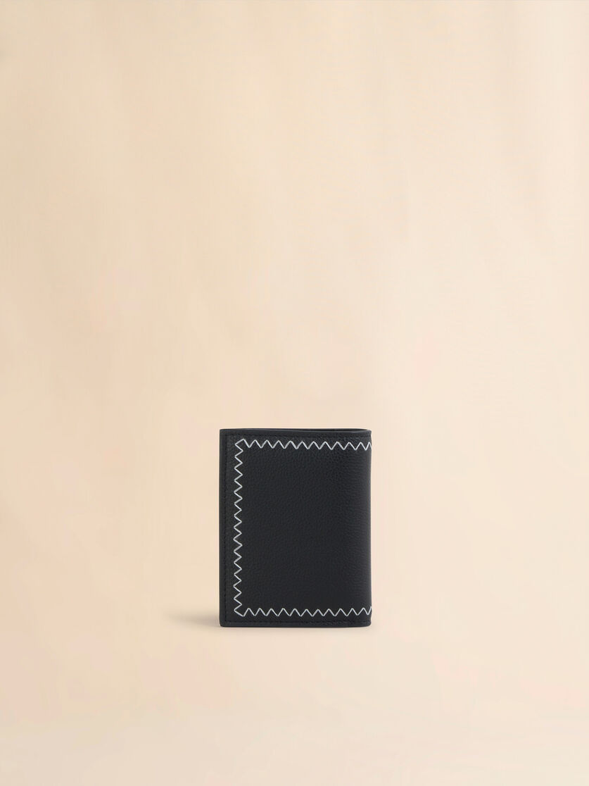 Stutterheim X Marni Black Bi-fold Wallet With Marni Symbol Embroidery