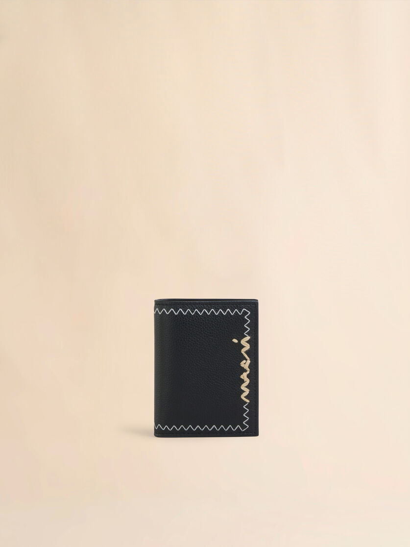 stutterheim x marni Black bi-fold wallet with Marni Symbol embroidery