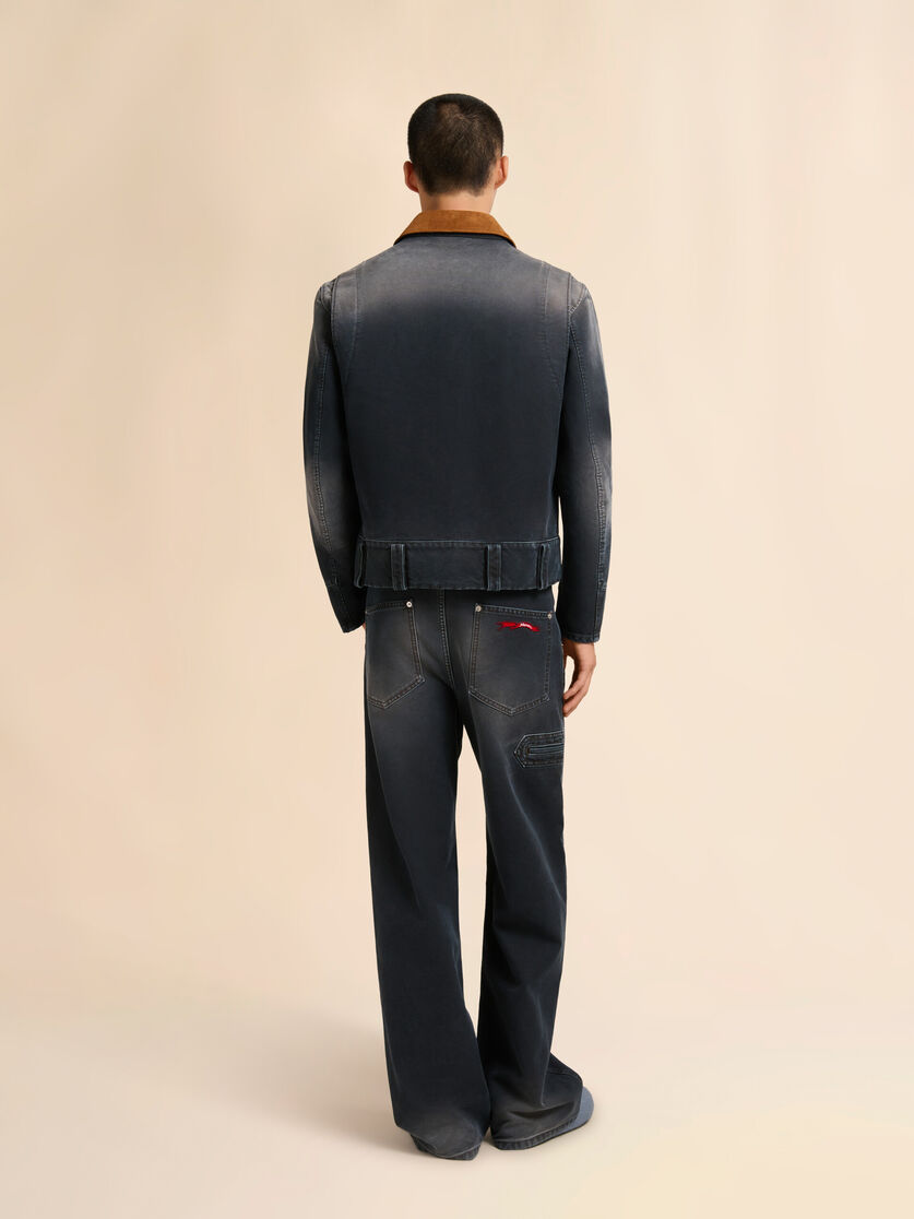 Stutterheim X Marni Black Canvas Jacket With Contrast Collar