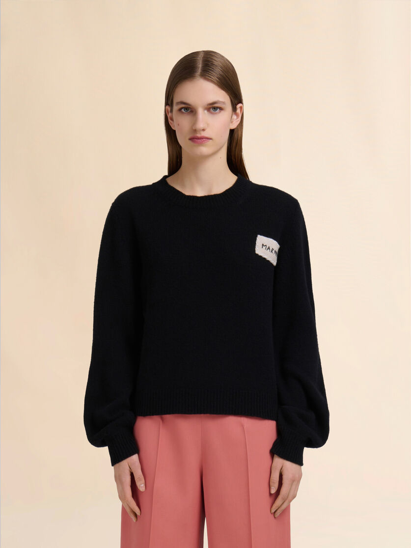 Stutterheim X Marni Black Cashmere Sweater With Marni Mending Appliqué