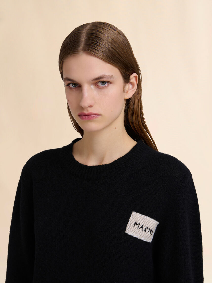 Stutterheim X Marni Black Cashmere Sweater With Marni Mending Appliqué