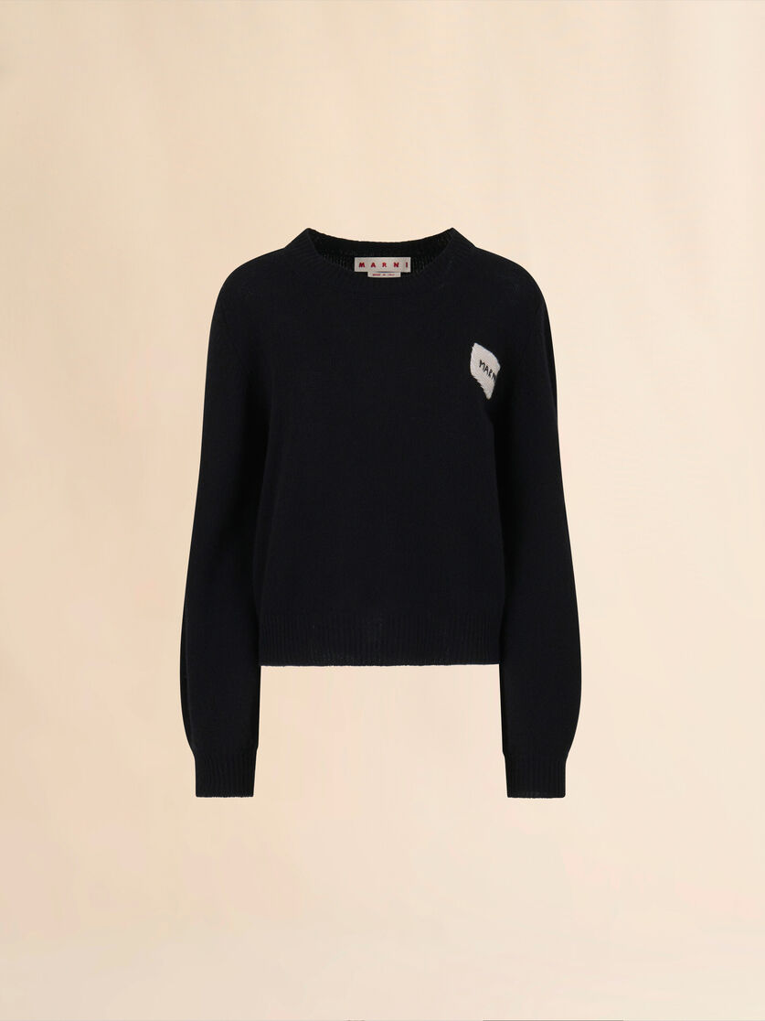 stutterheim x marni Black cashmere sweater with Marni Mending appliqué