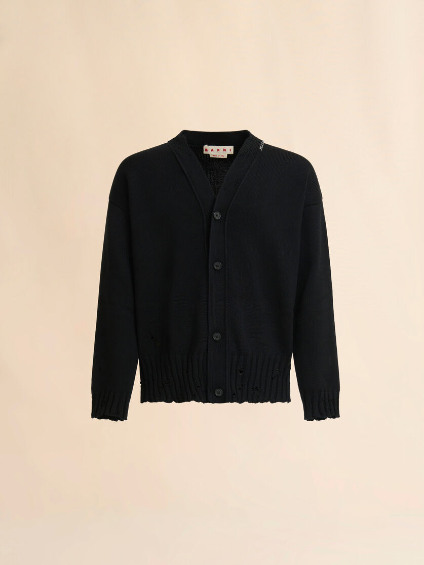 stutterheim x marni Black cotton cardigan with Marni Symbol