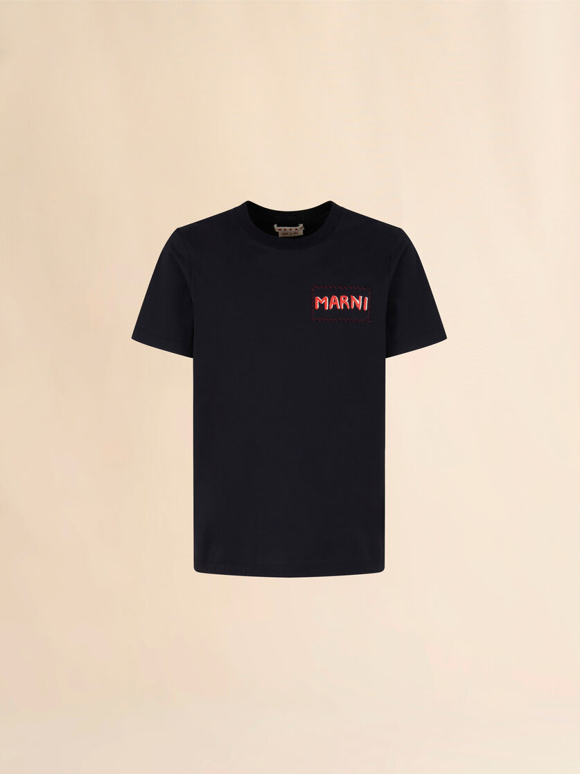 stutterheim x marni Black cotton crew neck T-shirt with Marni label