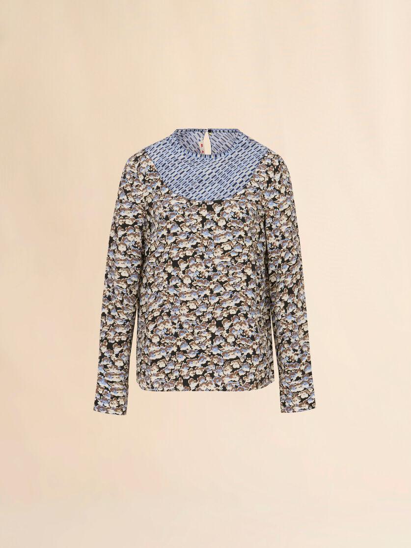 stutterheim x marni Black crêpe de chine top with Anemones print