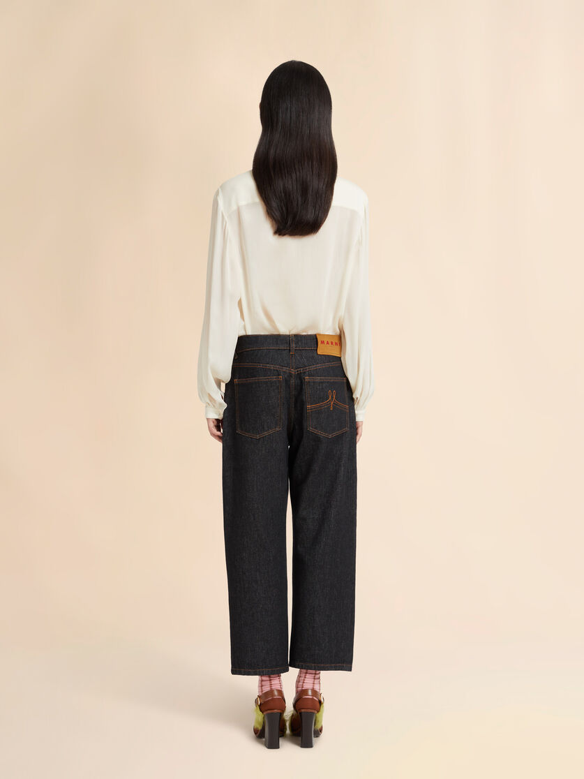 Stutterheim X Marni Black Denim Jeans With Daisy Appliqués