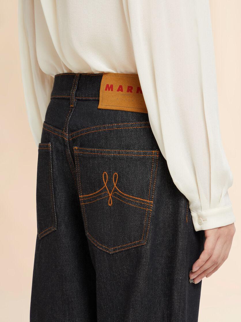 Stutterheim X Marni Black Denim Jeans With Daisy Appliqués