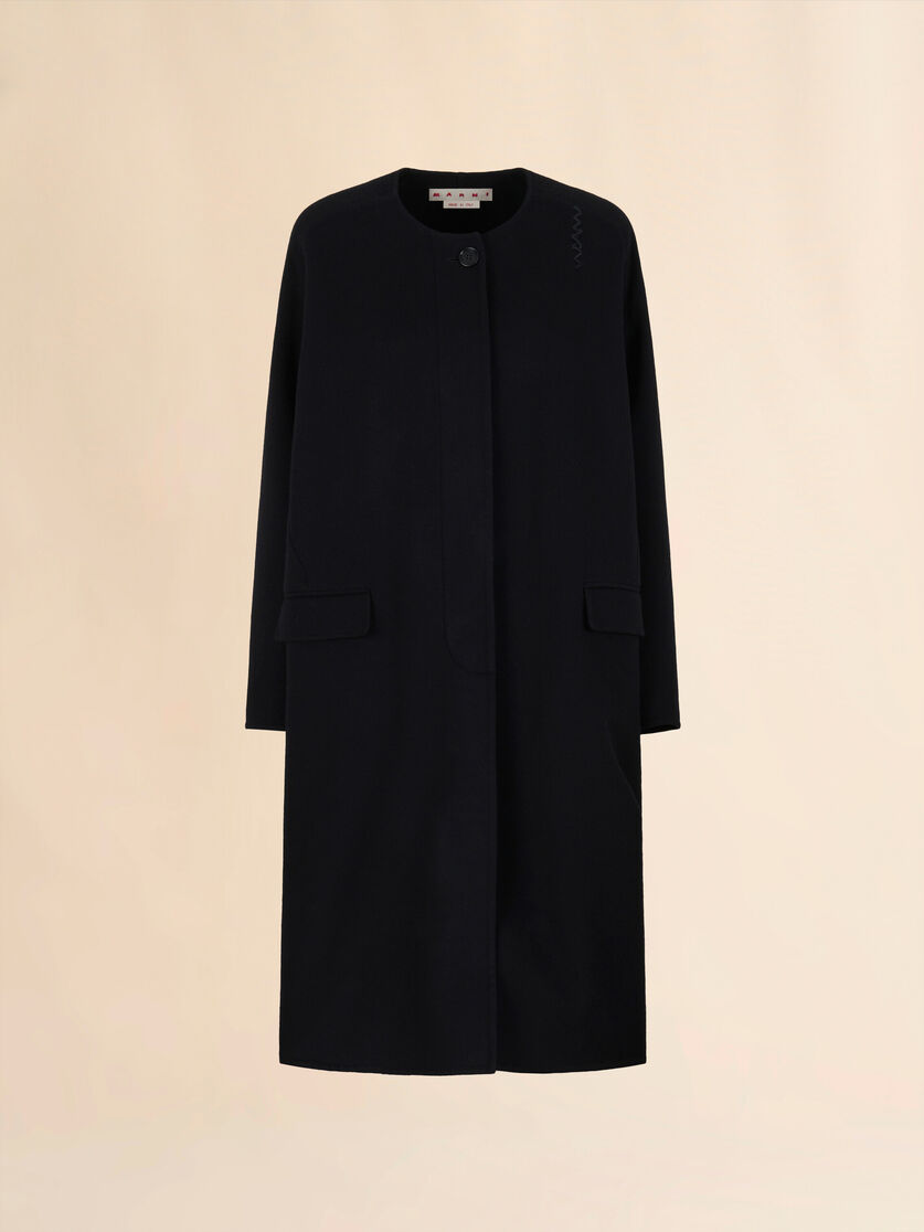 stutterheim x marni Black felt coat with Marni Symbol