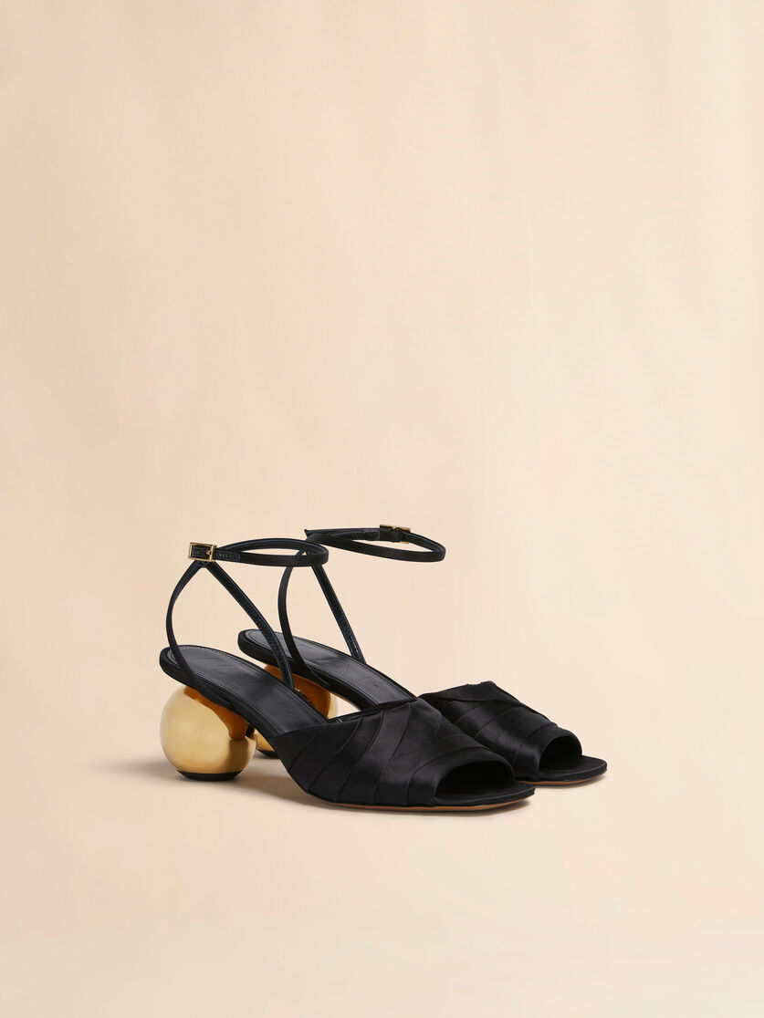 Stutterheim X Marni Black Folded Satin Sandal With Spherical Heel