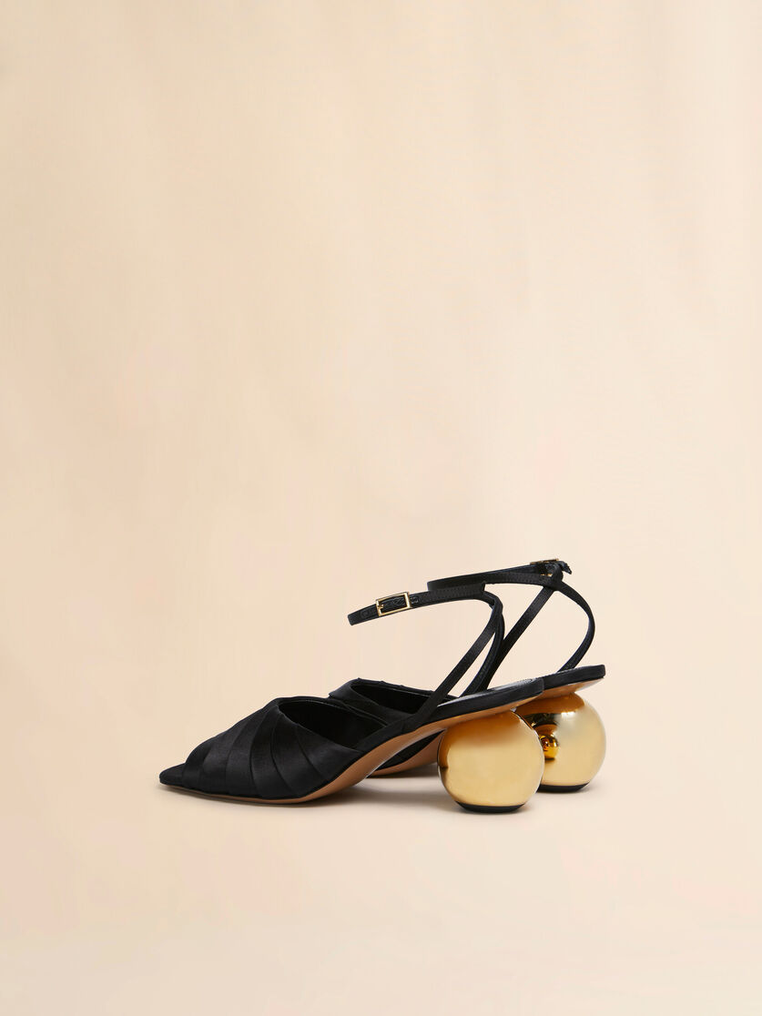 Stutterheim X Marni Black Folded Satin Sandal With Spherical Heel